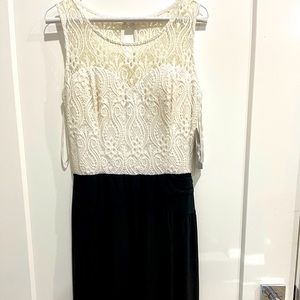 Black and white formal maxi dress, sleeveless